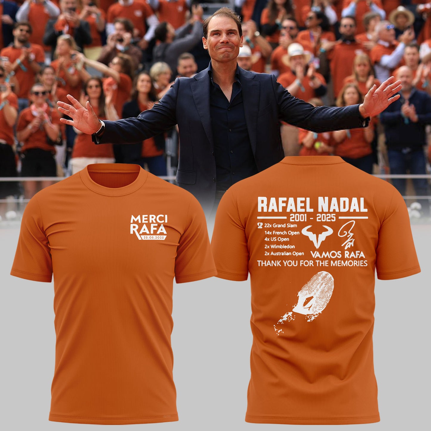 Exclusive Version Rafael Nadal T-Shirt 2025 - Merci Rafa Shirt