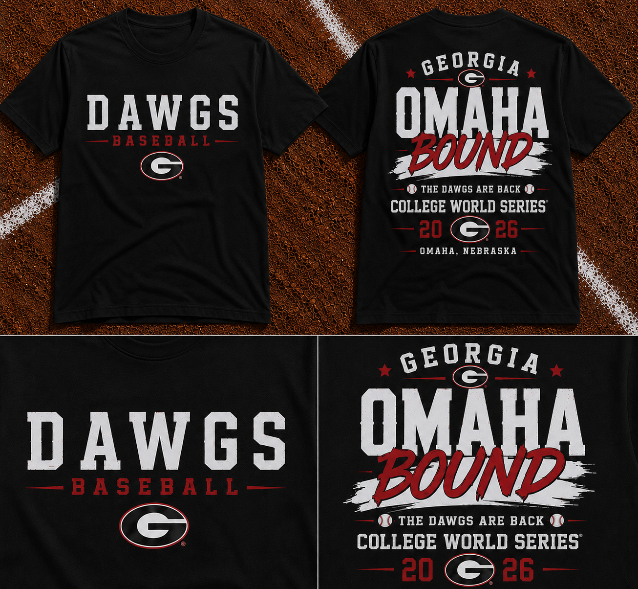 Georgia Bulldogs – Back to Omaha – 2026 NCAA Baseball Men’s College World Series T-Shirt