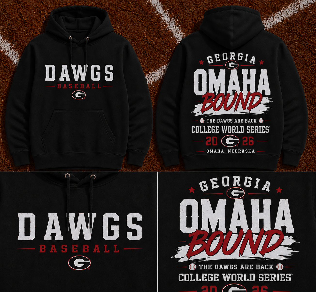 Georgia Bulldogs – Back to Omaha – 2026 NCAA Baseball Men’s College World Series Hoodie