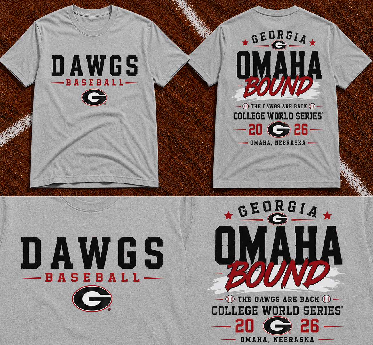 Georgia Bulldogs – Back to Omaha – 2026 NCAA Baseball Men’s College World Series T-Shirt