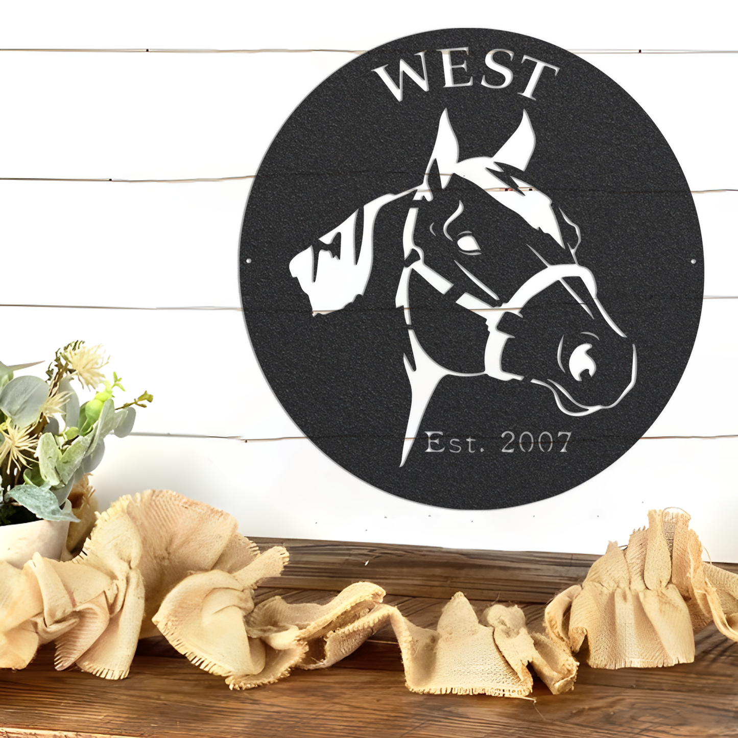 Oval Horse Head metal wall art