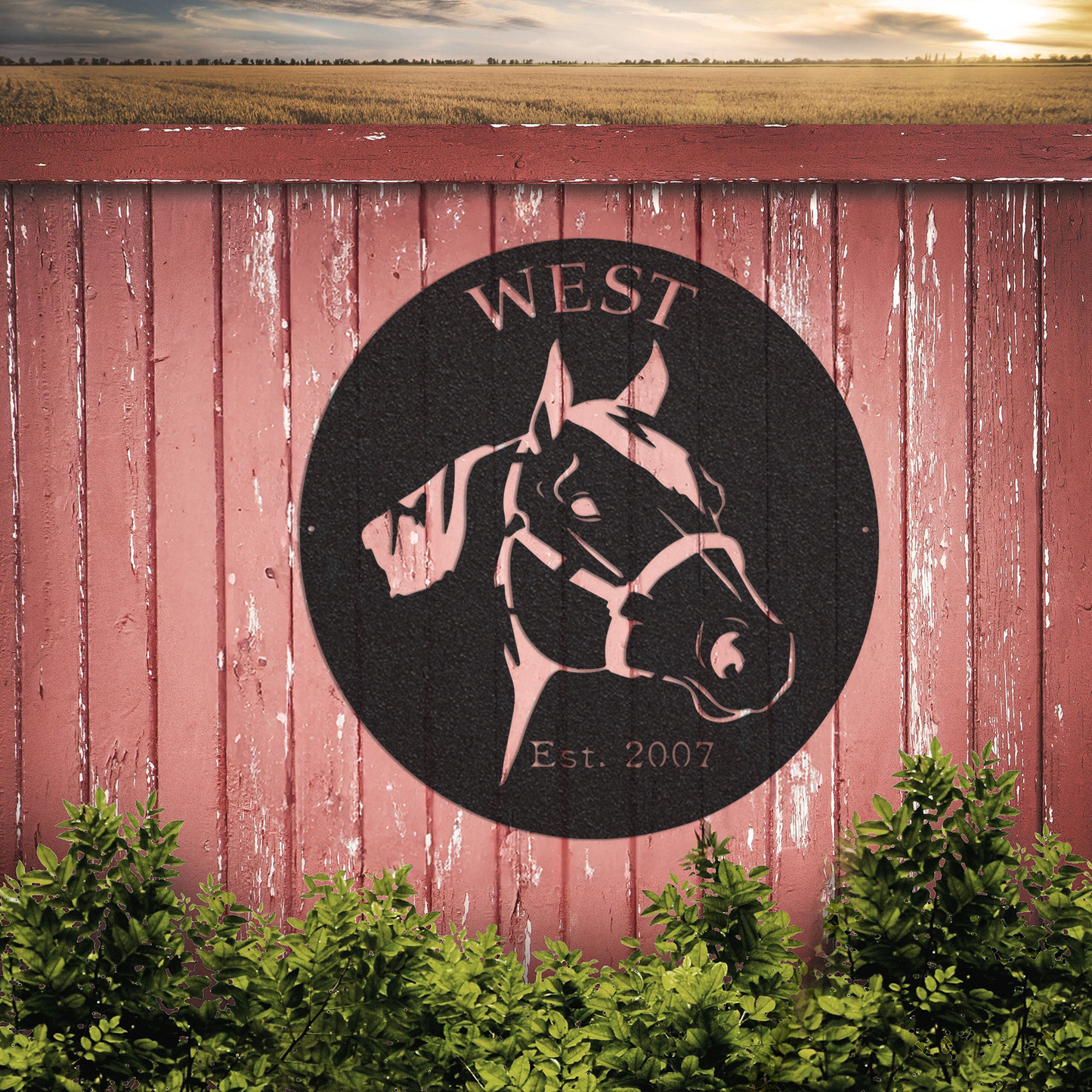 Oval Horse Head metal wall art