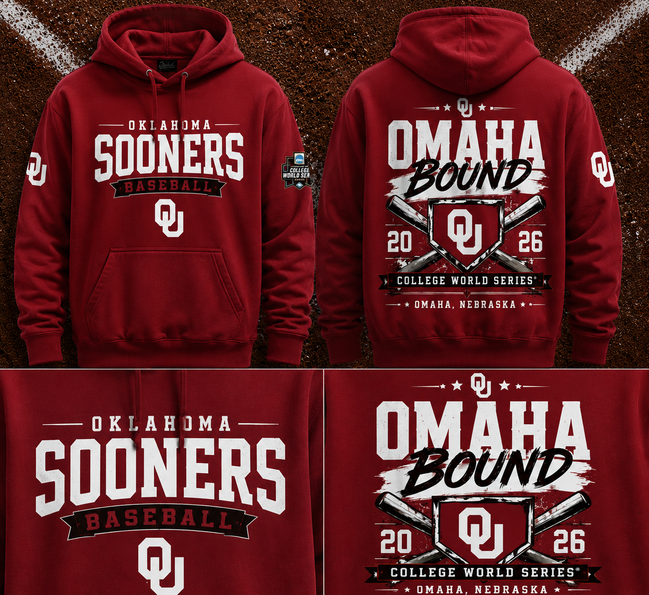 Oklahoma Sooners Baseball 2026 NCAA Baseball Men's College World Series OMAHA Hoodie