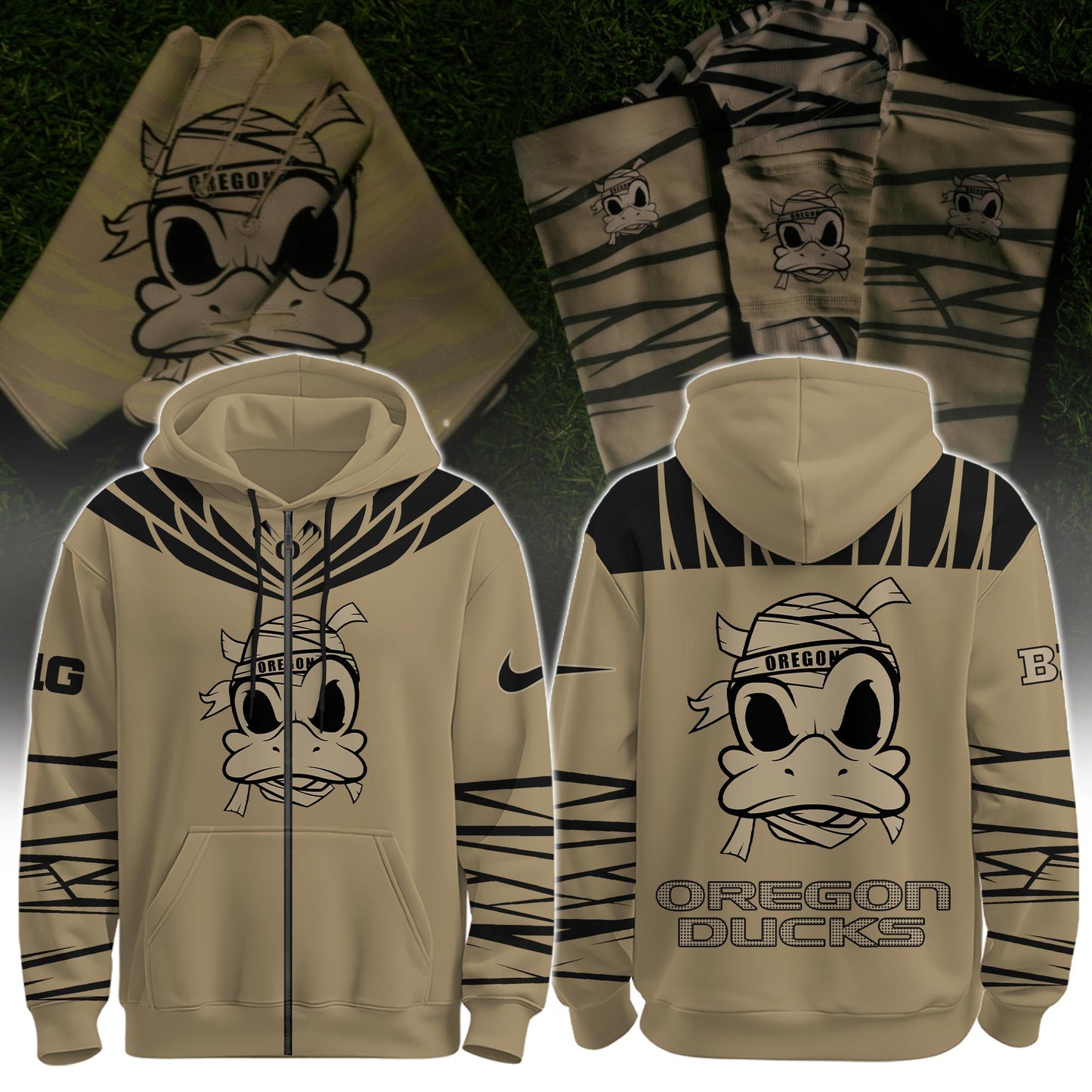 Oregon Grit Strength Zip Hoodie For Oregon Football Fan