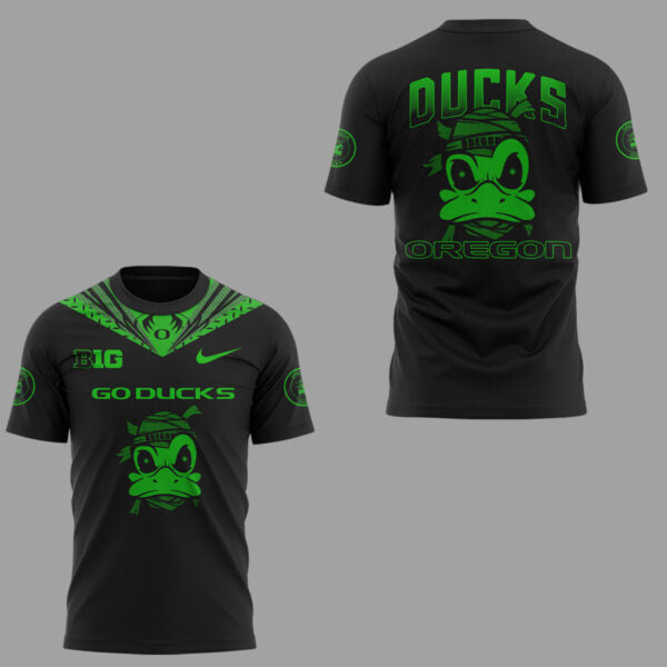 Special 2025 Mummy Duck Oregon Football T-Shirt Black Light Green