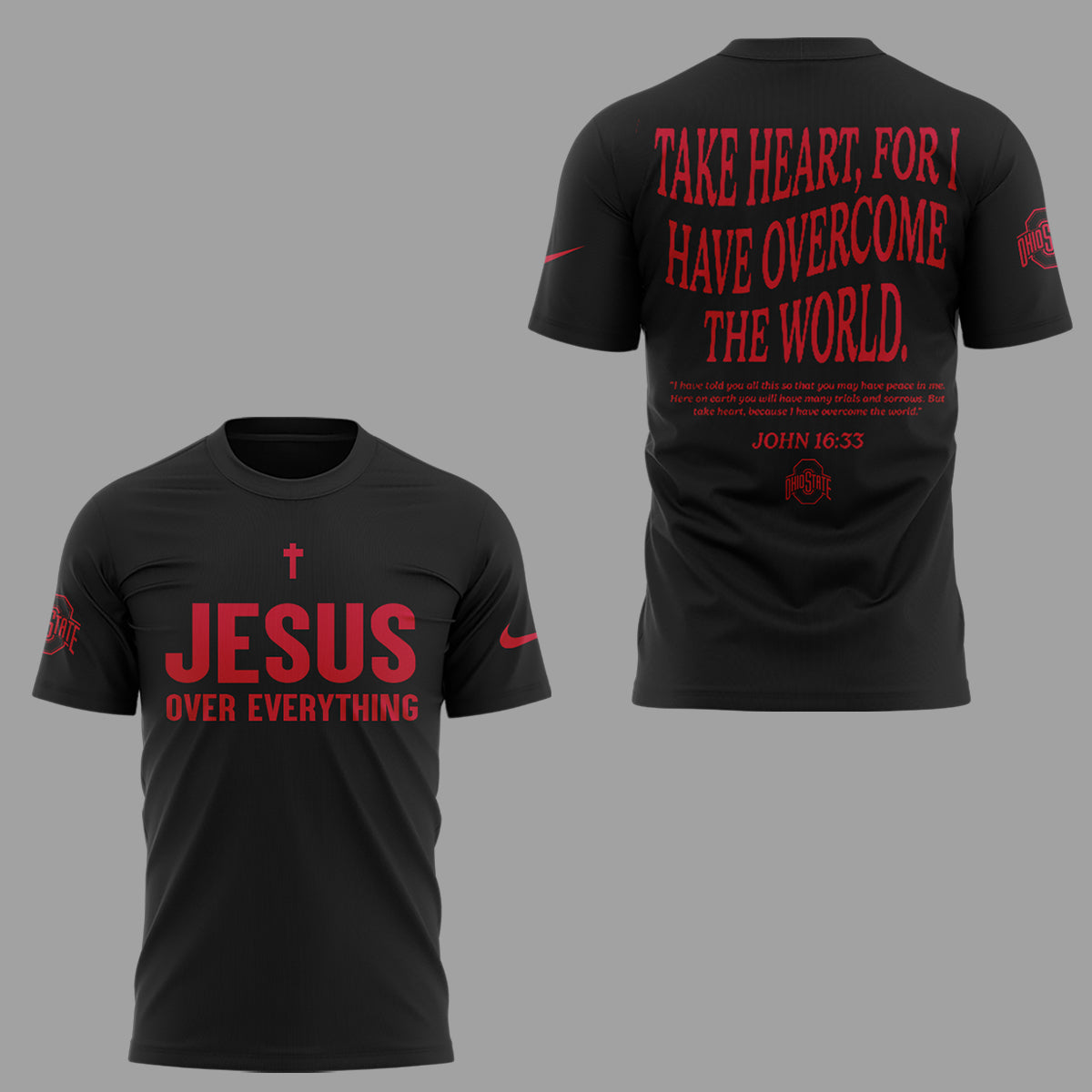Ohio State Buckeyes JESUS Over Everything Black T-Shirt