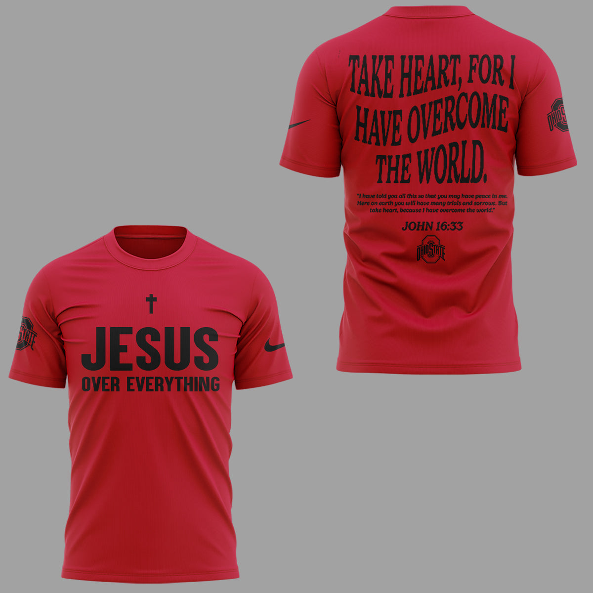 Ohio State Buckeyes JESUS Over Everything Red T-Shirt