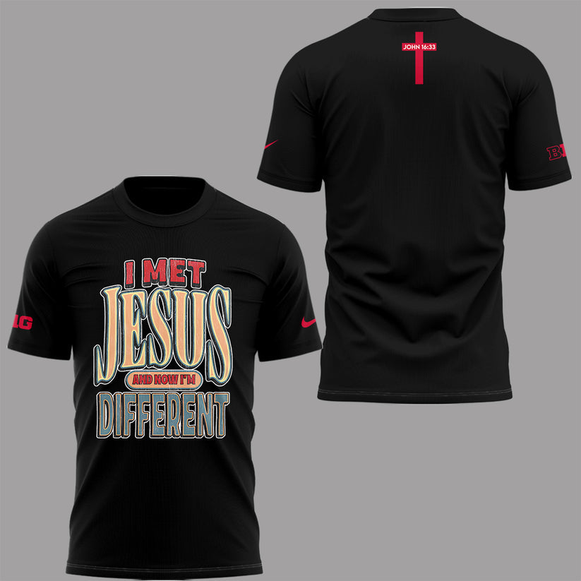 Back at Ohio State, J.T. Tuimoloau makes a statement in the ‘I MET JESUS AND NOW I’M DIFFERENT’ Ohio Football T-Shirt - Ohio State Buckeyes I Met Jesus T-Shirt Black - 100% Cotton, 2-Side Printed Shirt, Unisex