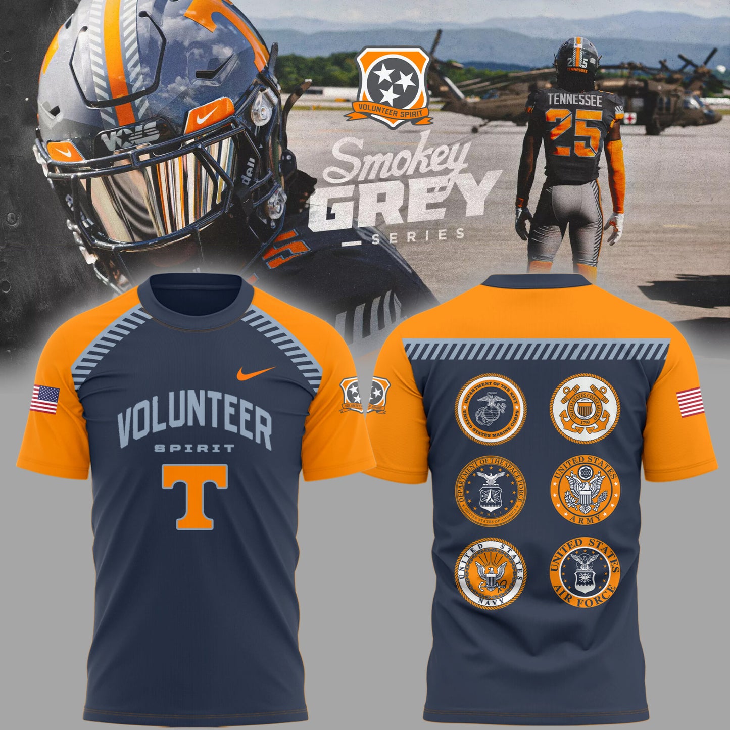 Tennessee Volunteer Football Smokey Grey 'Volunteer Spirit' T-Shirt