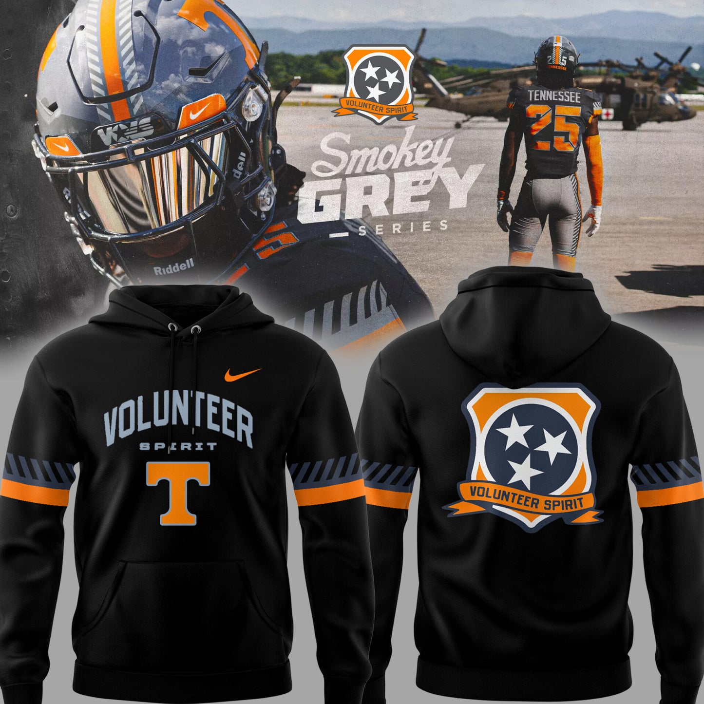 Tennessee Volunteer Football 'Volunteer Spirit' Black Hoodie
