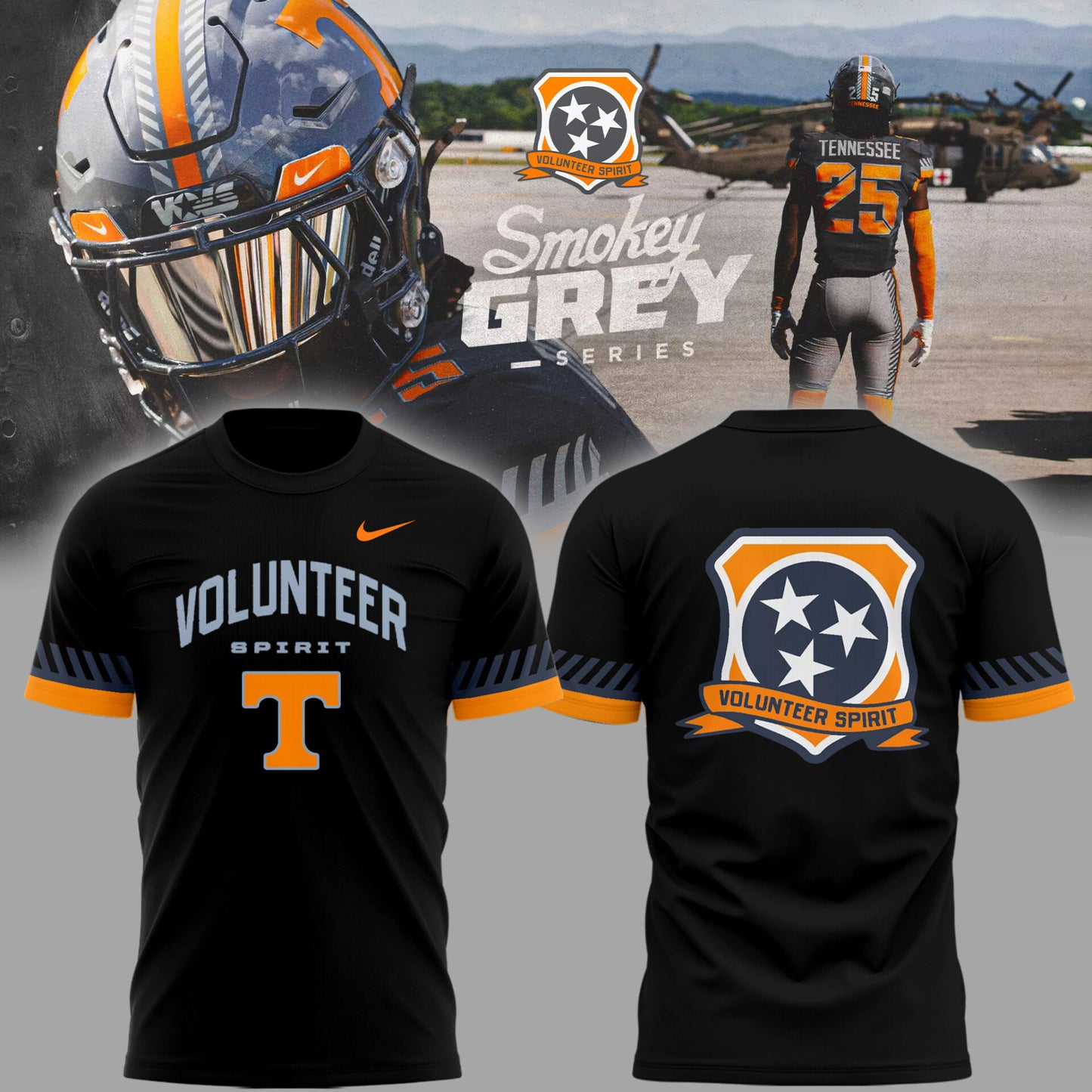 Tennessee Volunteer Football 'Volunteer Spirit' Black T-Shirt