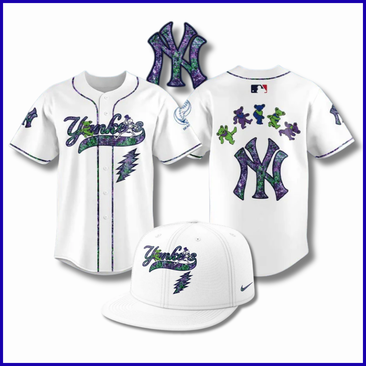 New York Yankees Grateful Dead Night Baseball Jersey