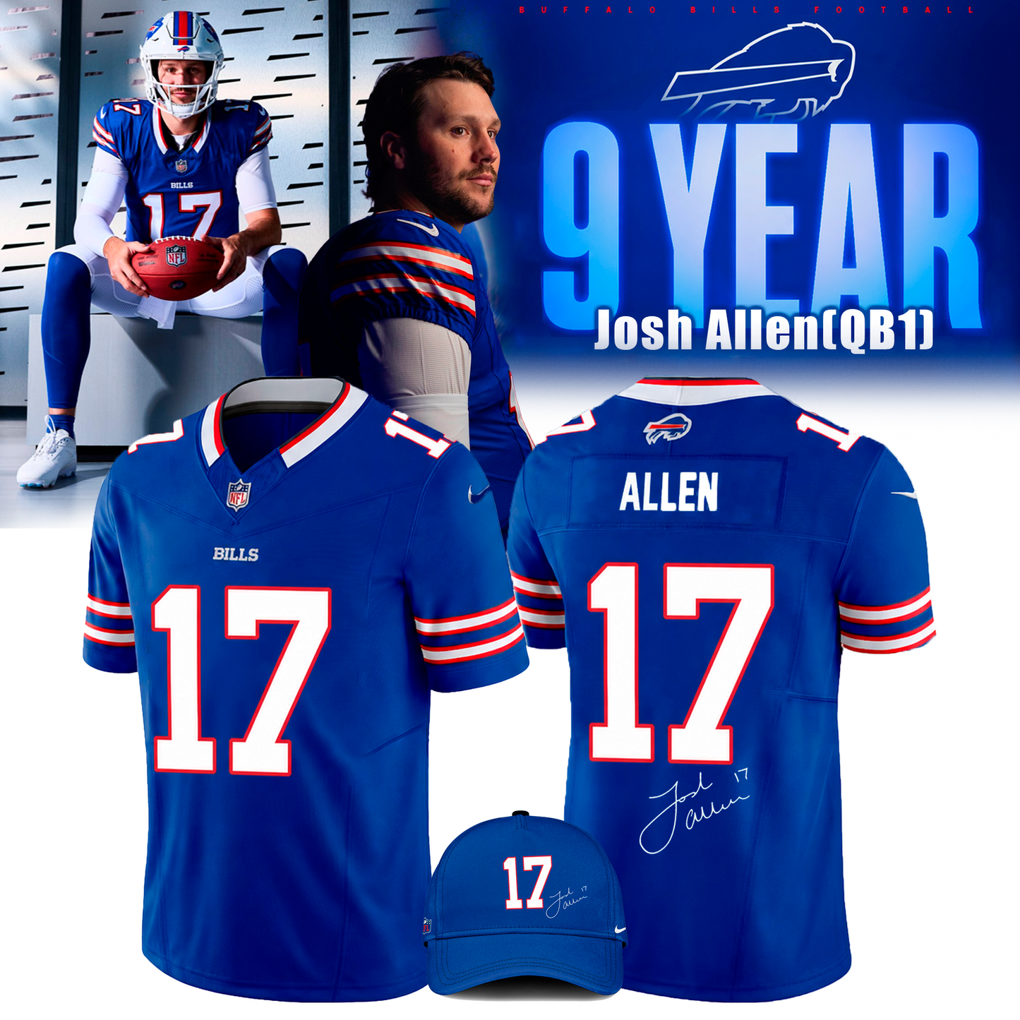 Josh Allen (Buffalo Bills) - Year 9 for QB1 Jersey