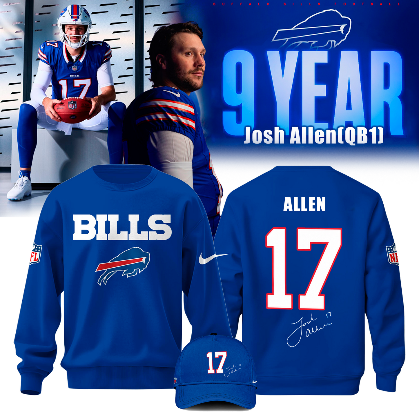 Josh Allen (Buffalo Bills) - Year 9 for QB1 Sweater