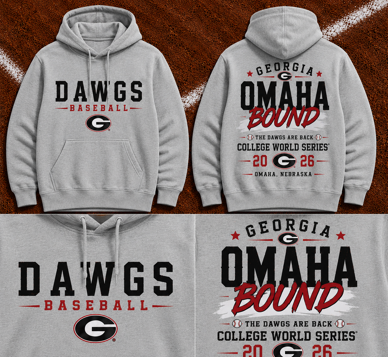 Georgia Bulldogs – Back to Omaha – 2026 NCAA Baseball Men’s College World Series Hoodie