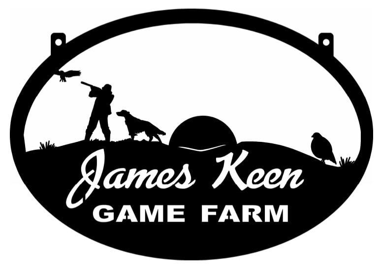 Metal Quail Hunter Sign with Quail , Hunter And Dog, Hills And Rising Sun