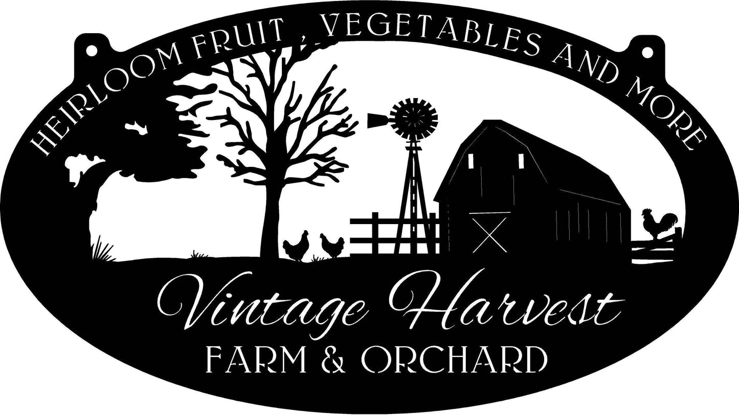 Metal FARM Sign Barn, WINDMILL and CHICKENS