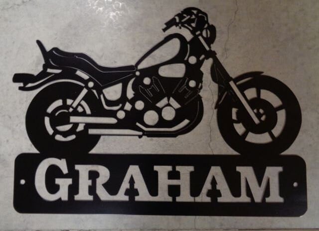 Metal laser cut motercycle sign