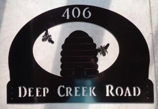 Custom metal BEE Hive sign with bee skep