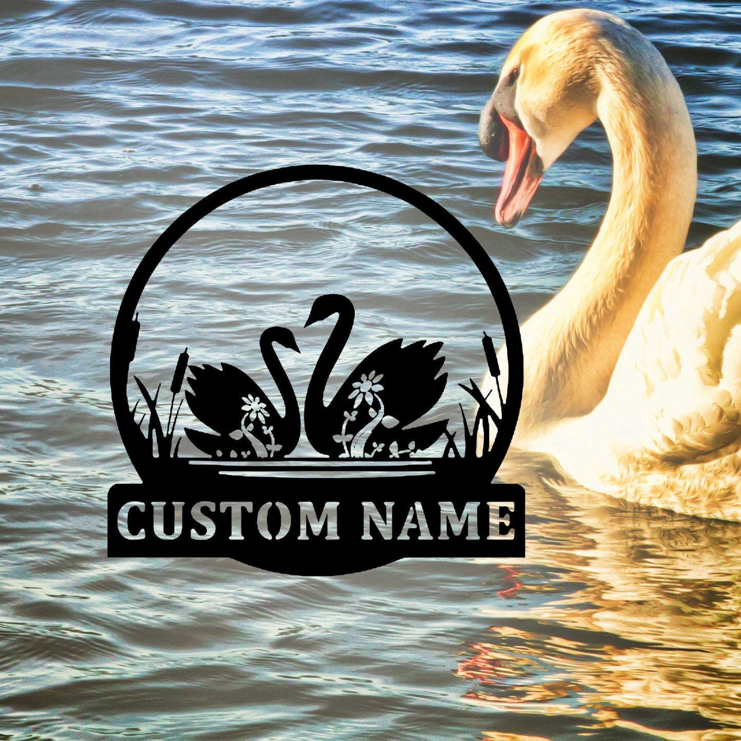 Personalized Swan Couple Metal Sign, Custom Name Sign, Custom Swan Metal Wall Art, Farm Decor, Swan Sign, Swan Gift