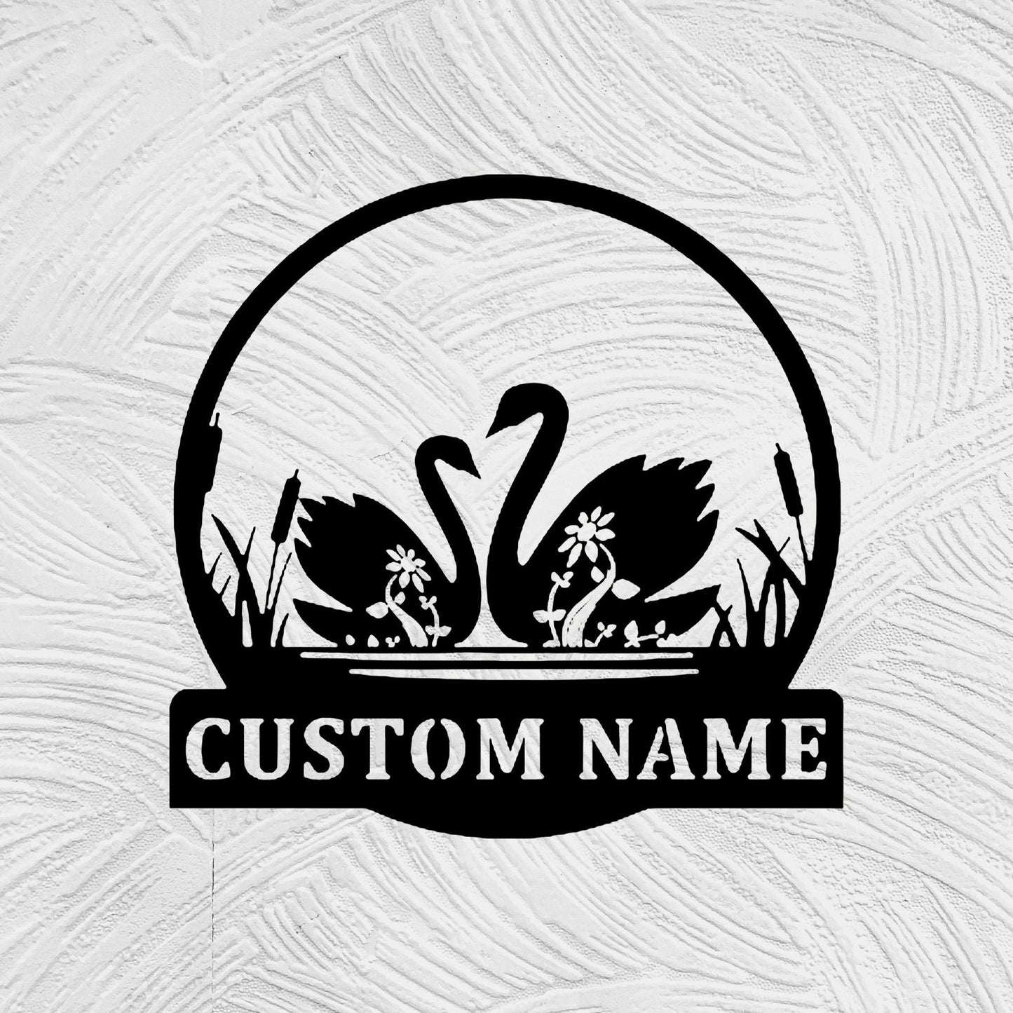 Personalized Swan Couple Metal Sign, Custom Name Sign, Custom Swan Metal Wall Art, Farm Decor, Swan Sign, Swan Gift