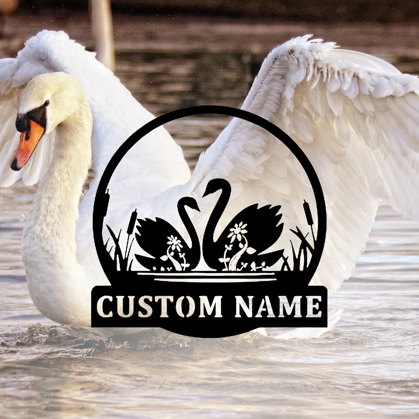 Personalized Swan Couple Metal Sign, Custom Name Sign, Custom Swan Metal Wall Art, Farm Decor, Swan Sign, Swan Gift