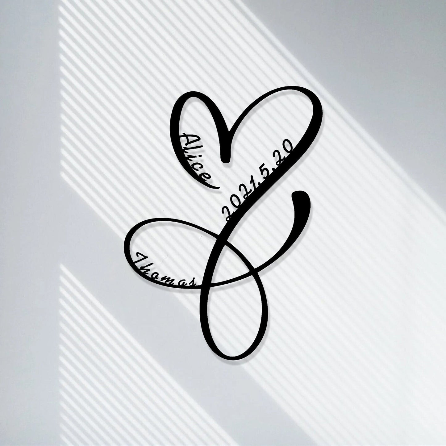 Custom infinite heart metal wall decor/love signs/steel art geometric wall decorations/valentine's day gifts/family name signs/LED signs