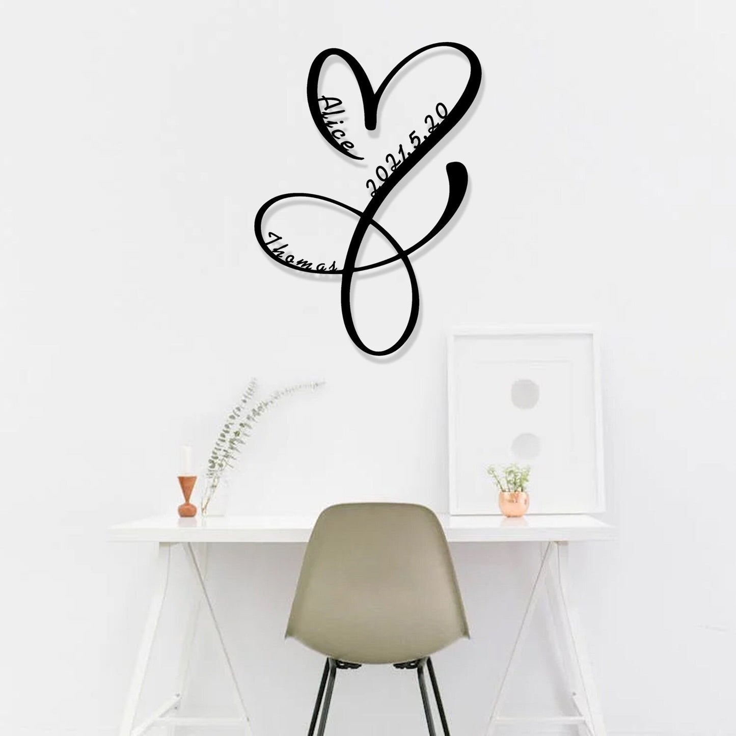 Custom infinite heart metal wall decor/love signs/steel art geometric wall decorations/valentine's day gifts/family name signs/LED signs