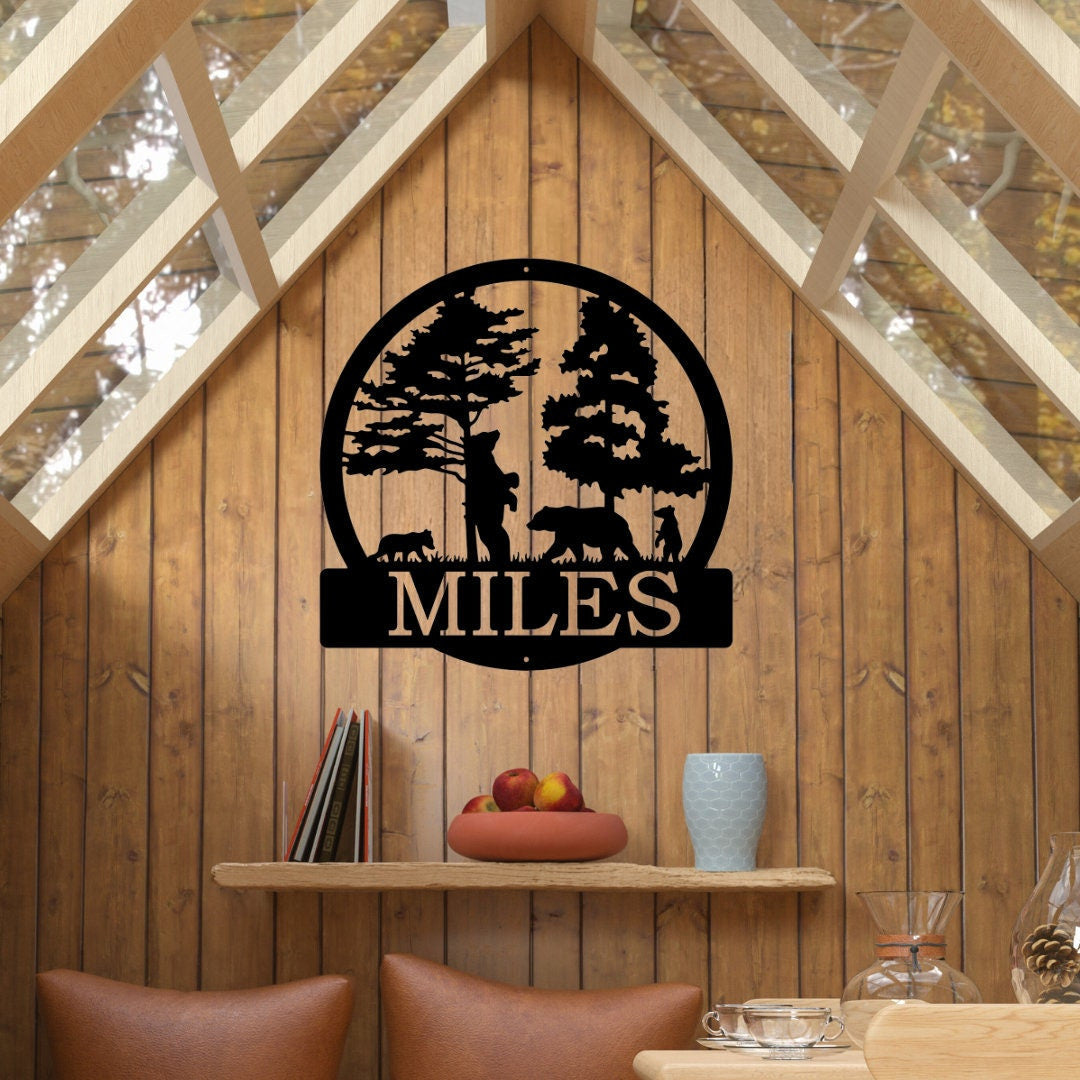 Personalized Metal Sign, Personalized Cabin Sign, Bear Metal Sign, Family Sign