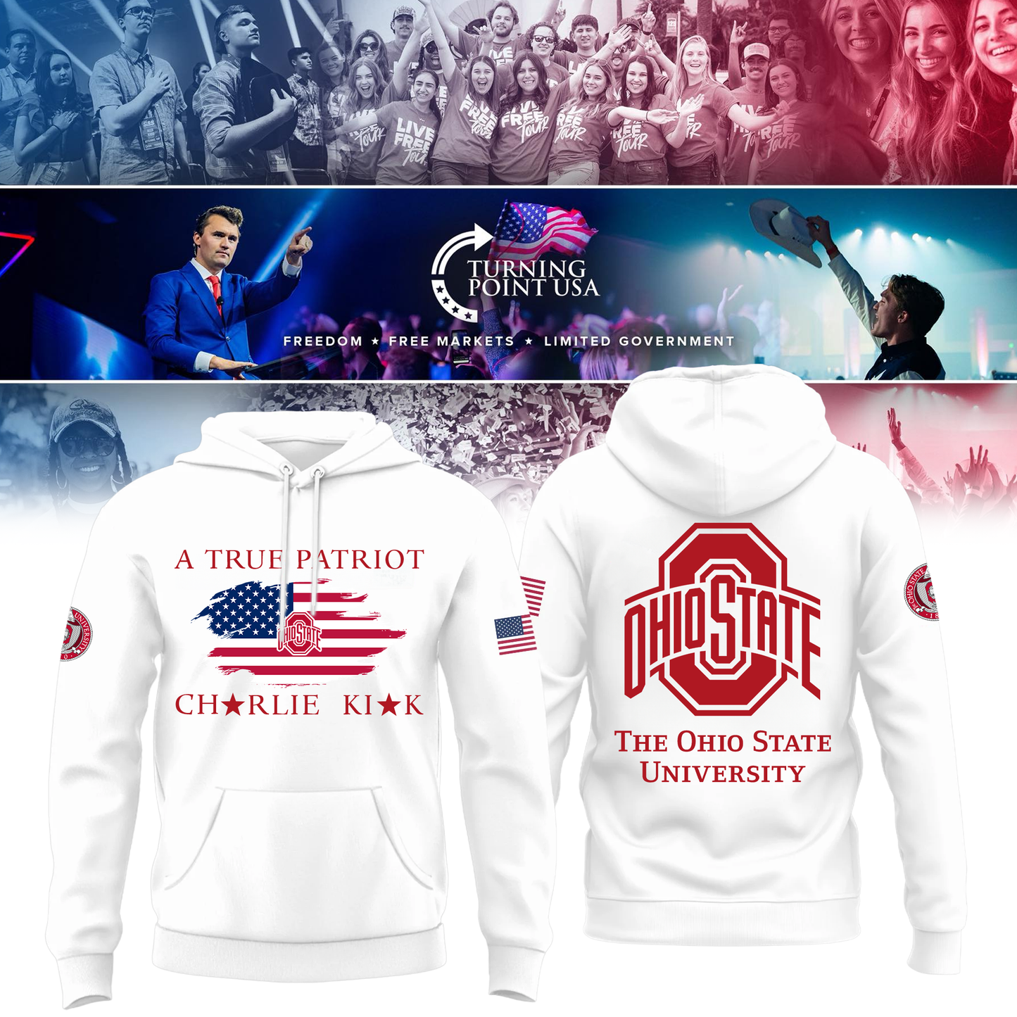 Ohio State Buckeyes x Turning Point USA Hoodie - Buckeyes Freedom Shirt Exclusive Design & 100% Cotton Fabric