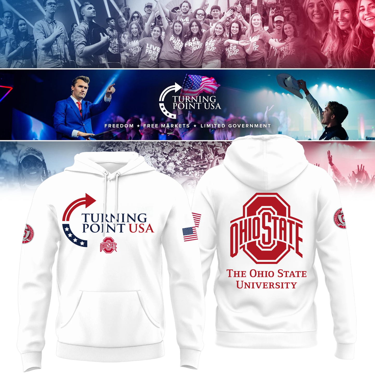 Ohio State Buckeyes x Turning Point USA Hoodie - Buckeyes Freedom Shirt Exclusive Design & 100% Cotton Fabric