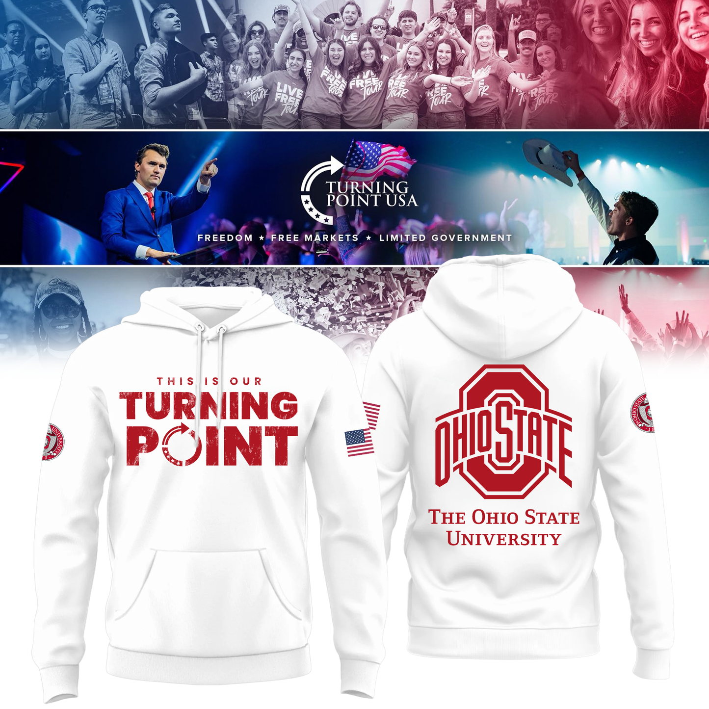 Ohio State Buckeyes x Turning Point USA Hoodie - Buckeyes Freedom Shirt Exclusive Design & 100% Cotton Fabric