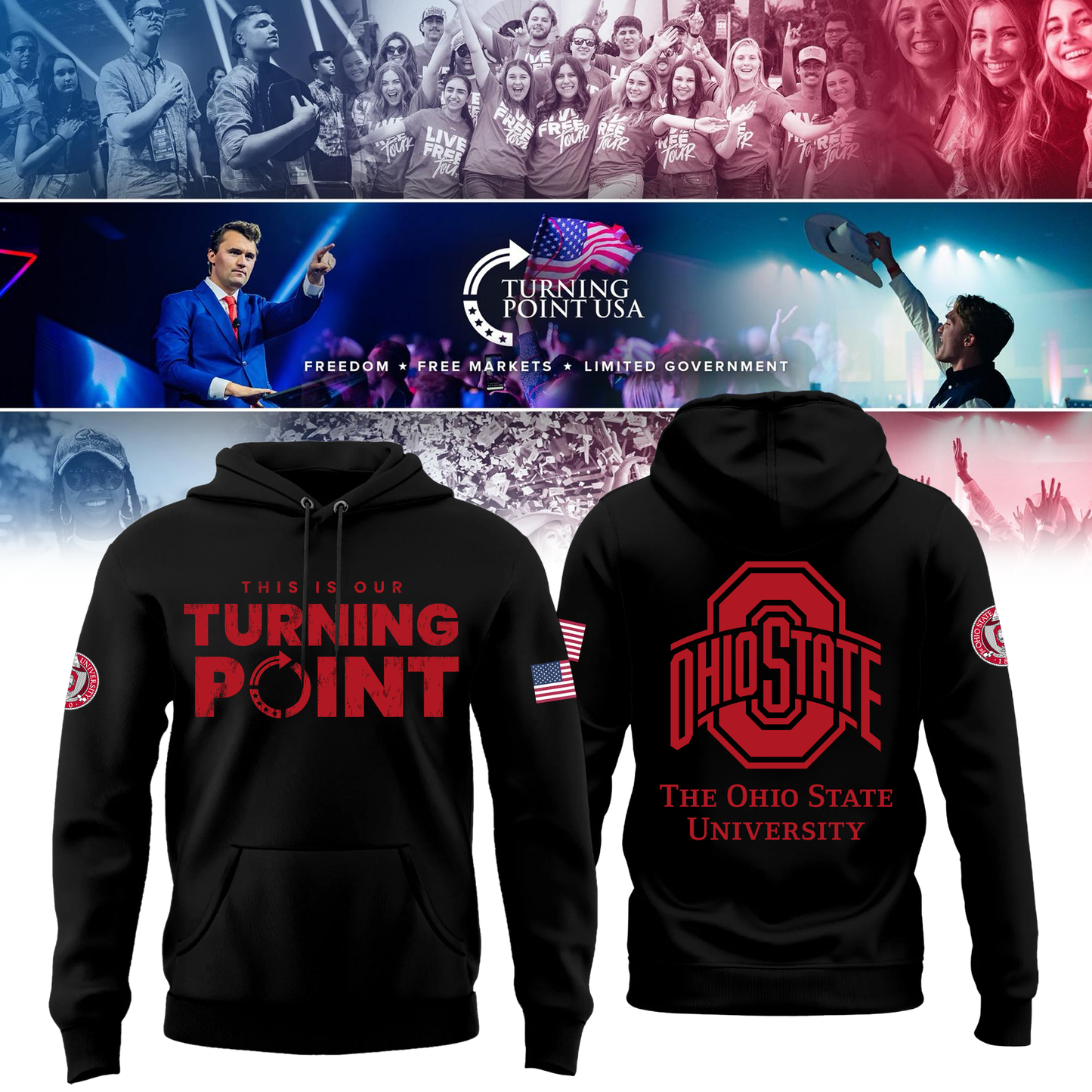 Ohio State Buckeyes x Turning Point USA Hoodie - Buckeyes Freedom Shirt Exclusive Design & 100% Cotton Fabric