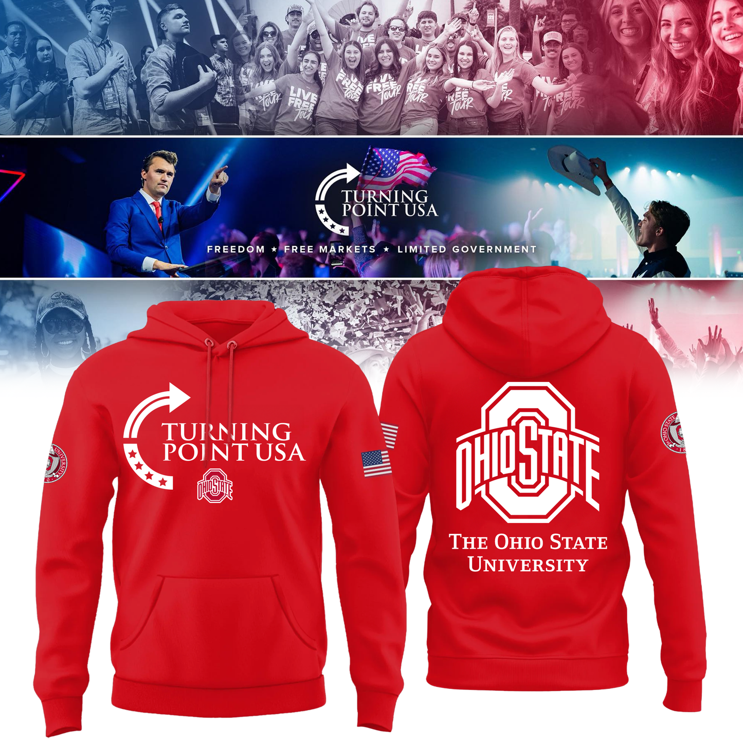 Ohio State Buckeyes x Turning Point USA Hoodie - Buckeyes Freedom Shirt Exclusive Design & 100% Cotton Fabric