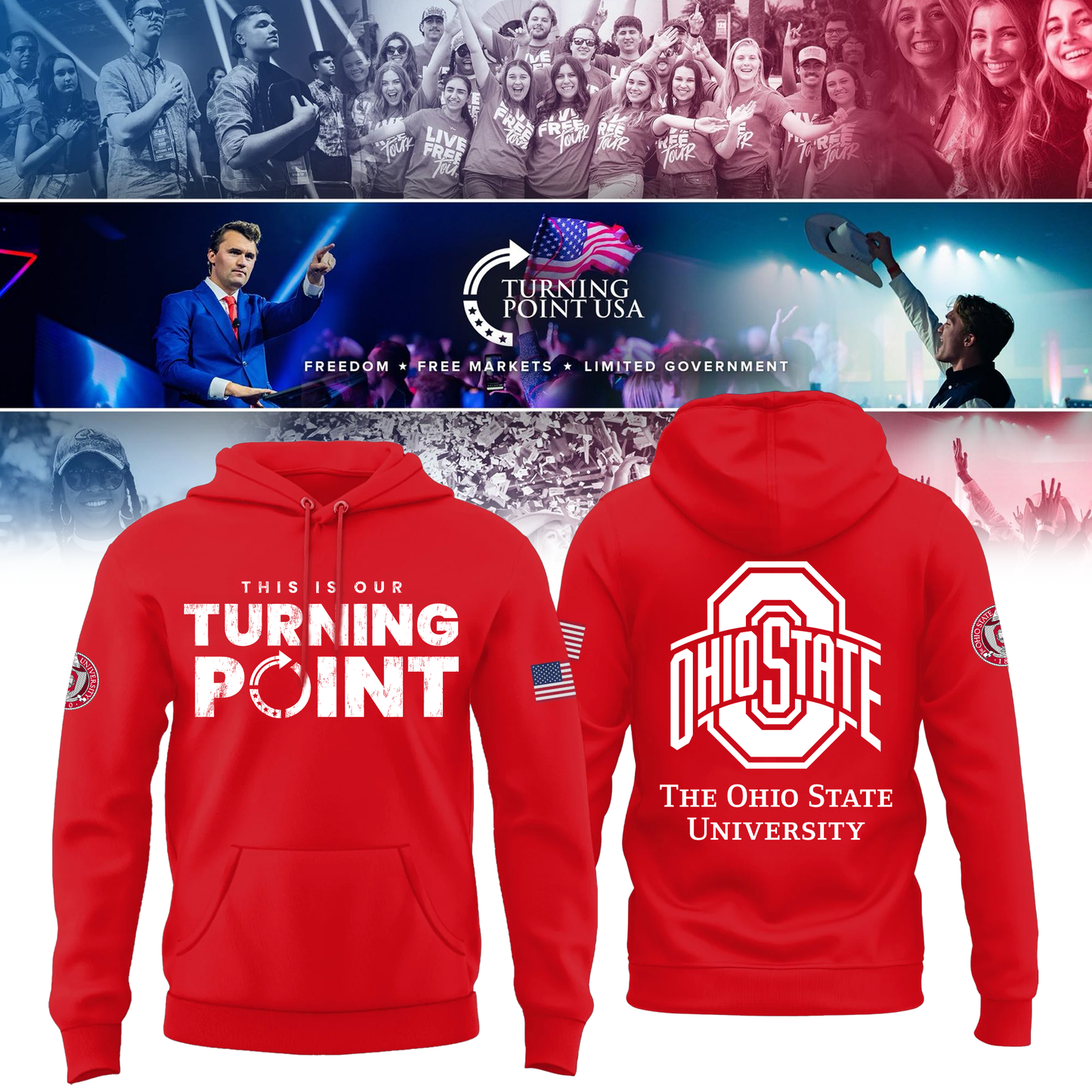 Ohio State Buckeyes x Turning Point USA Hoodie - Buckeyes Freedom Shirt Exclusive Design & 100% Cotton Fabric