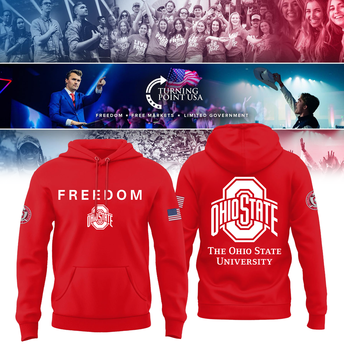 Ohio State Buckeyes x Turning Point USA Hoodie - Buckeyes Freedom Shirt Exclusive Design & 100% Cotton Fabric