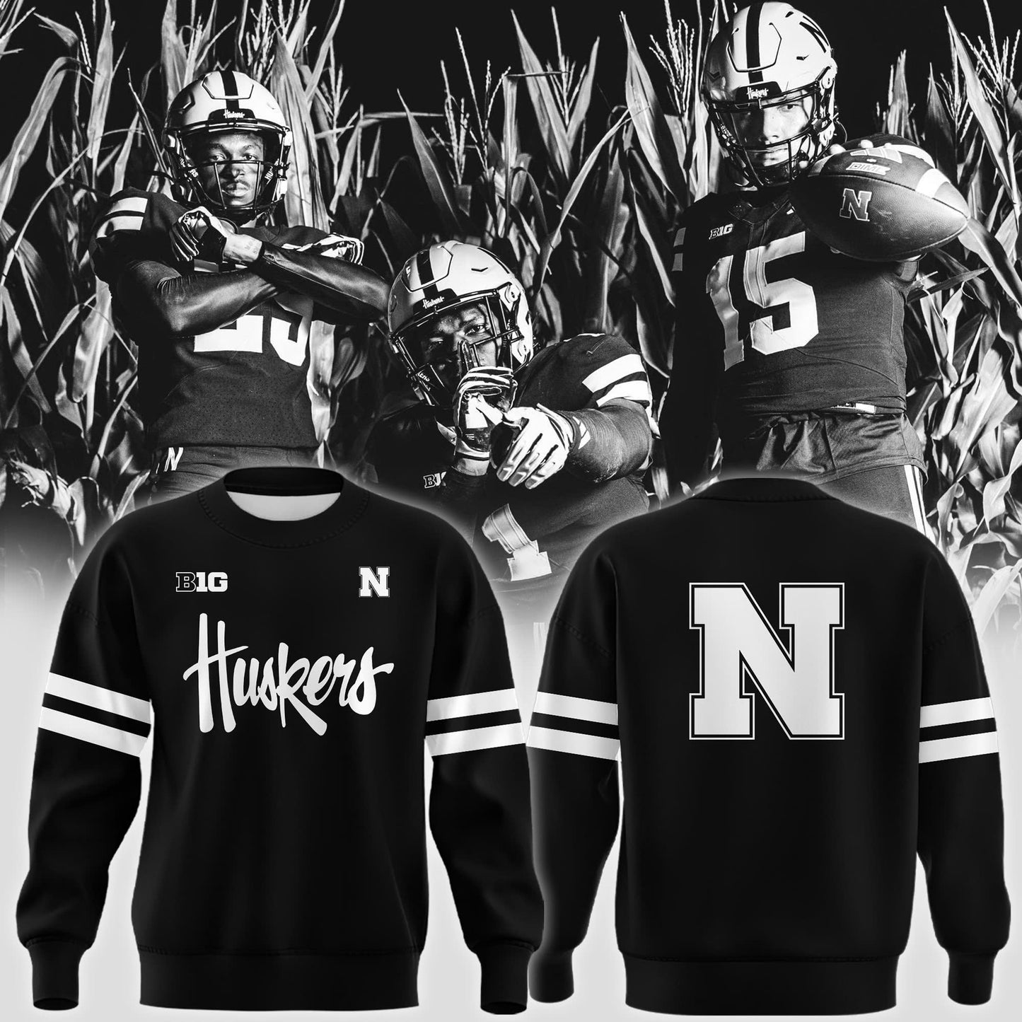 Special New Alternate Dark Mode Nebraska Cornhuskers Sweatshirt In Black