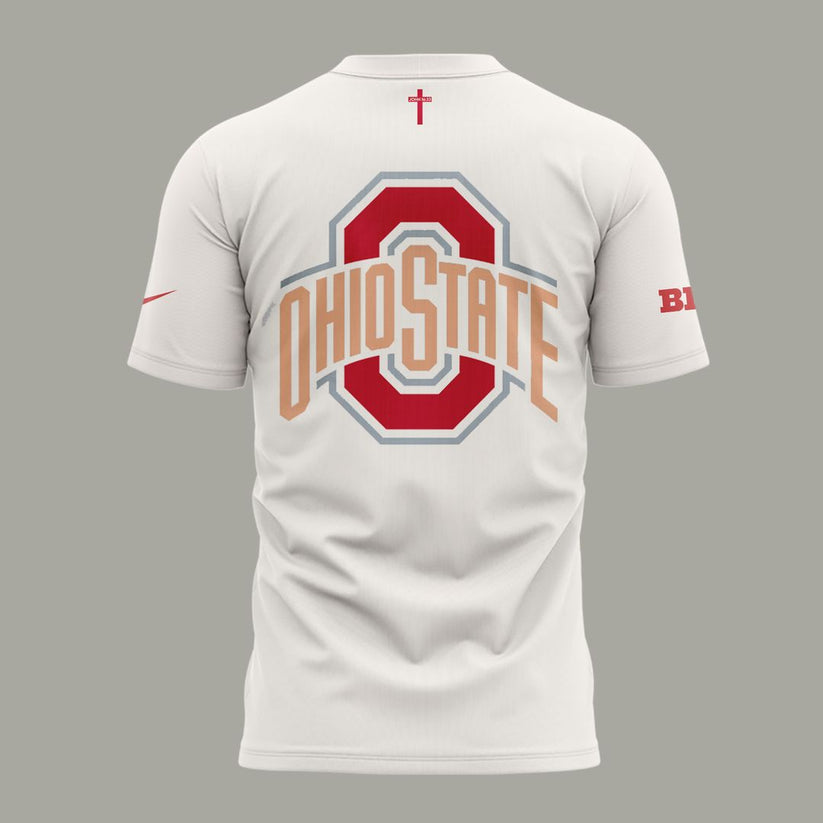 Back at Ohio State, J.T. Tuimoloau makes a statement in the ‘I MET JESUS AND NOW I’M DIFFERENT’ - Ohio State Buckeyes I Met Jesus T-Shirt - White, 100% Cotton, 2-Side Printed Shirt