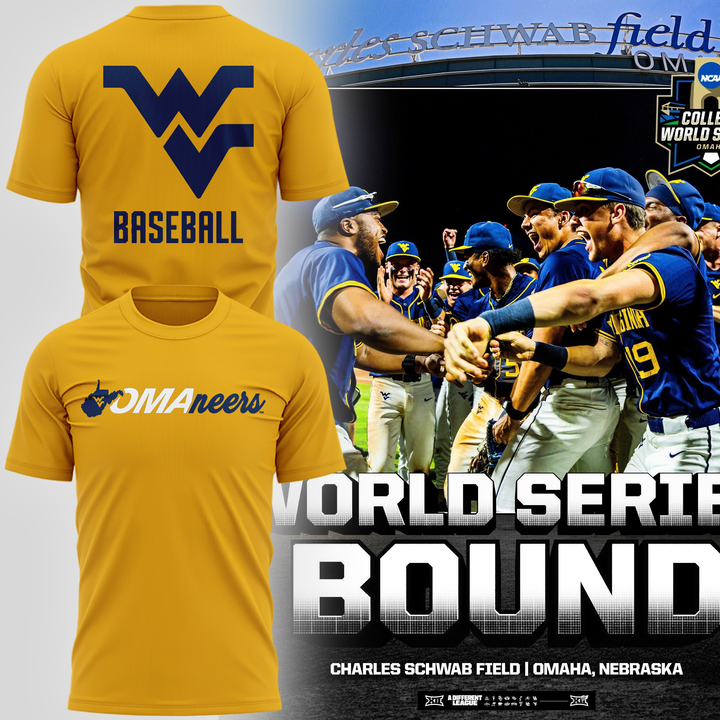 2.West Virginia Mountaineers 2026 NCAA Baseball Men's College World Series Omaneers T-Shirt