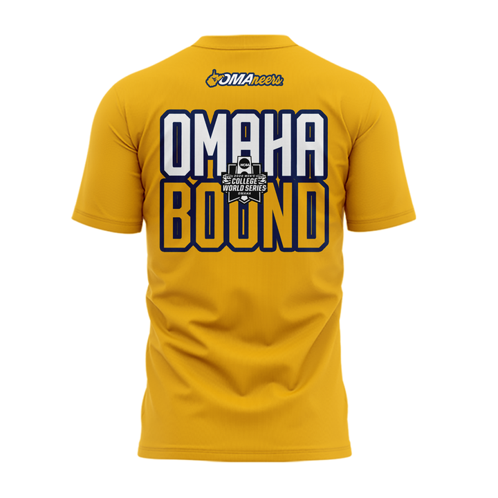 3.West Virginia Mountaineers 2026 NCAA Baseball Men's College World Series Omaneers Yellow T-Shirt