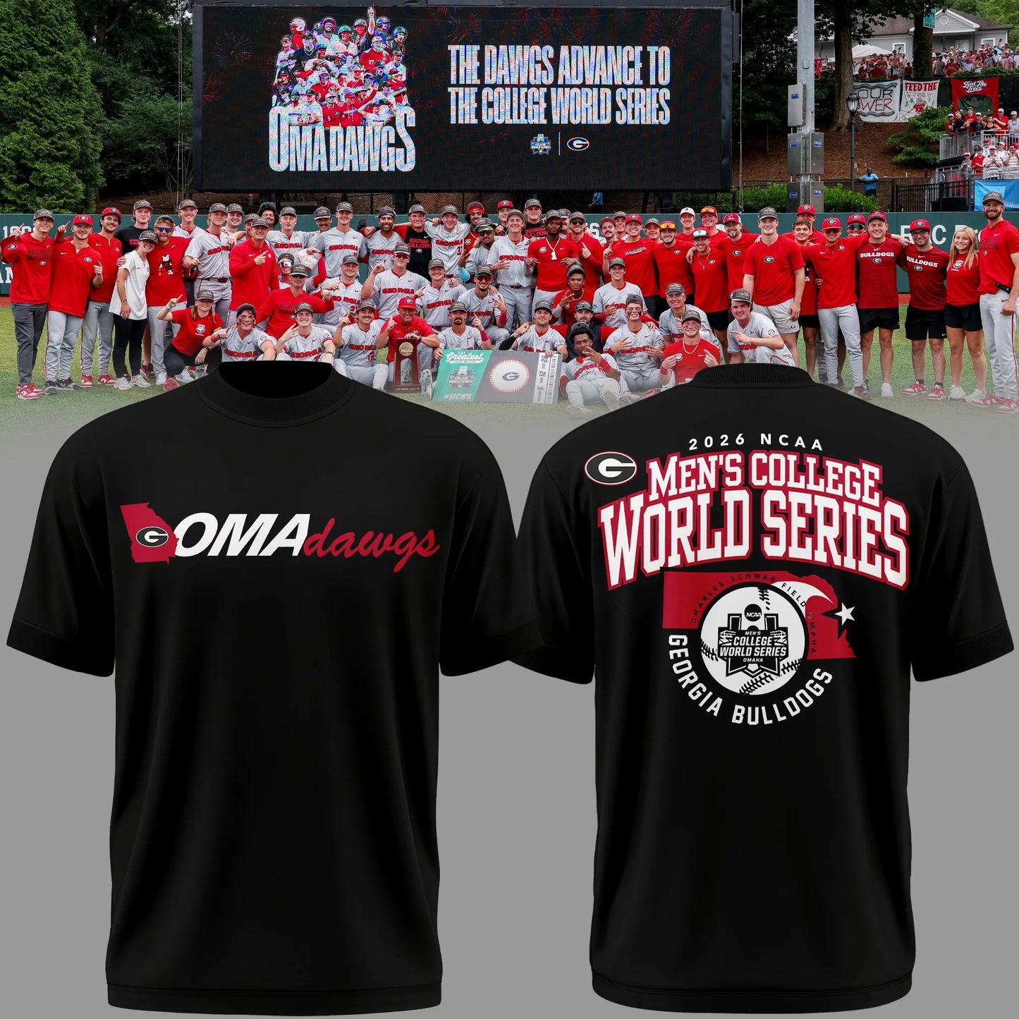 Georgia Bulldogs 2026 Baseball College World Series OmaDawgs Tshirt