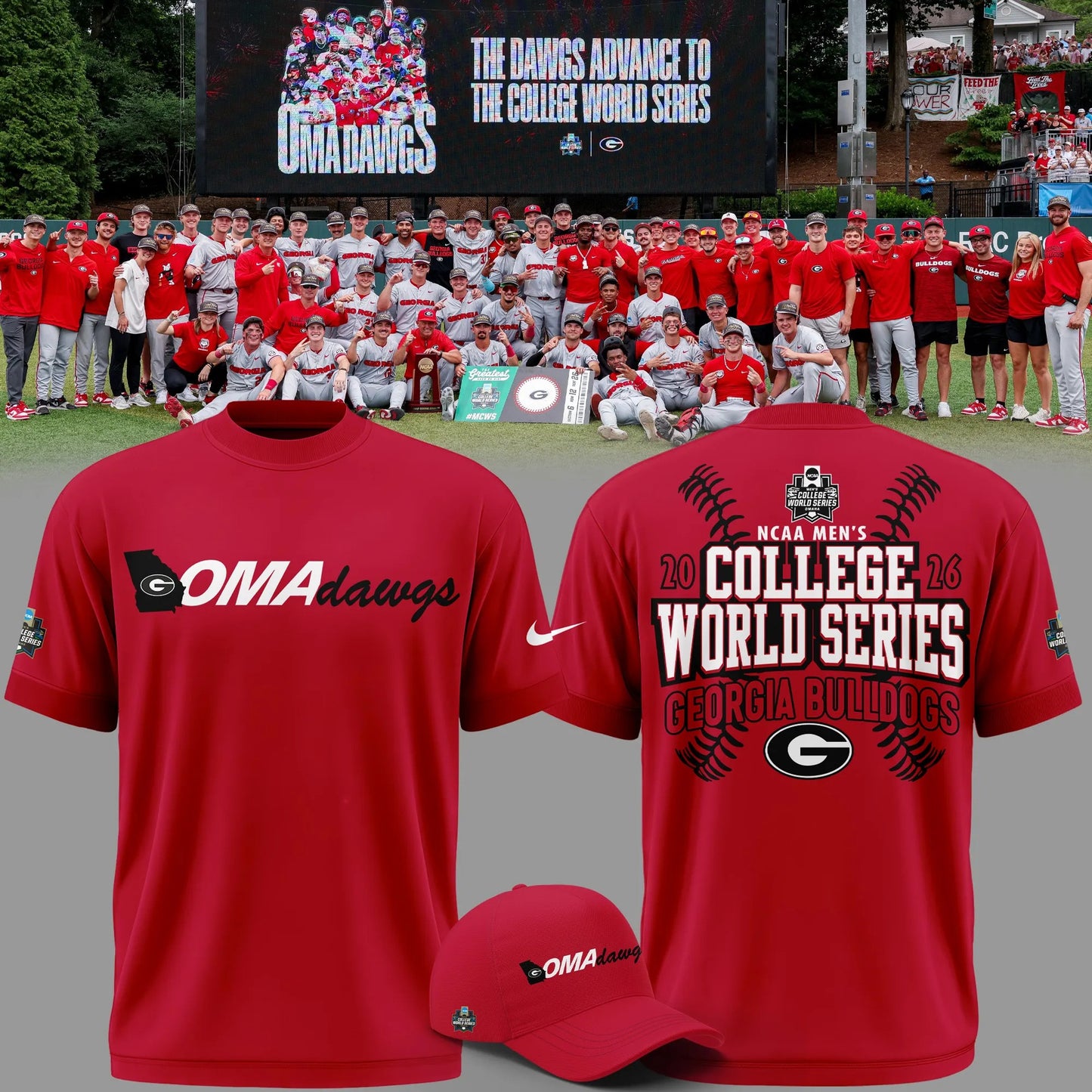 Georgia Bulldogs 2026 Baseball College World Series OmaDawgs Tshirt