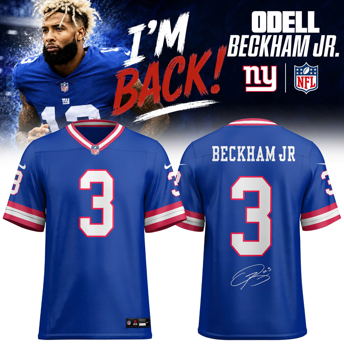 New York Giants Odell Beckham Jr. 3 Limited Edition Jersey