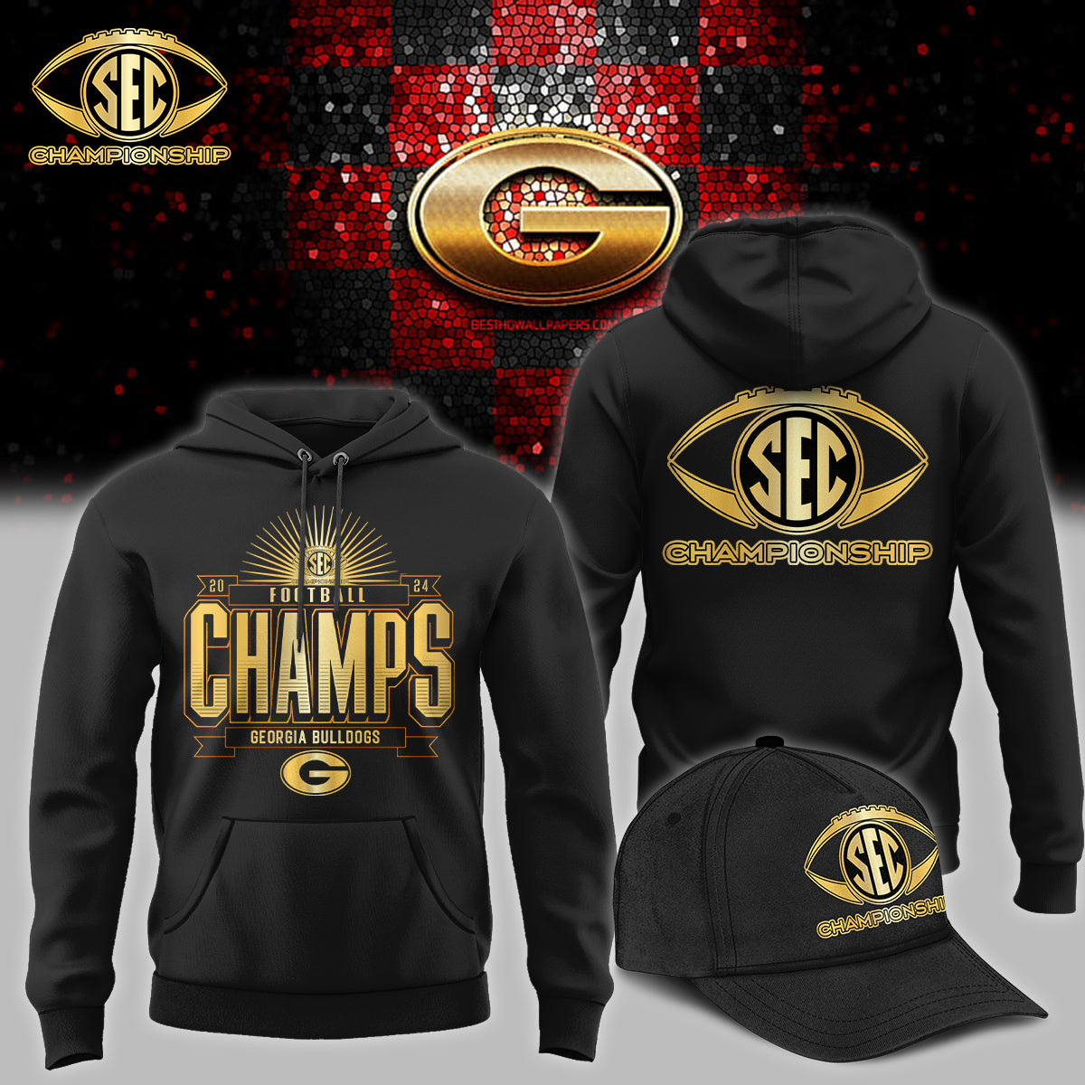 Premium Georgia Bulldogs Gear - Georgia Football Champions Shirt - Georgia Bulldogs Hoodie Set