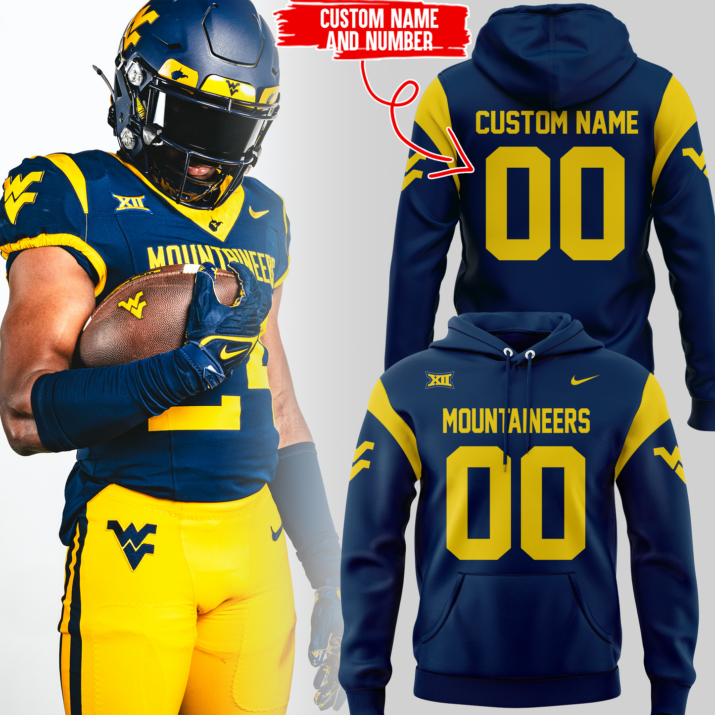 Premium West Virginia Mountaineers Gear - West VA Mountaineers New Edition Custom Name & Number - Unique Gift For West VA Mountaineers Fans