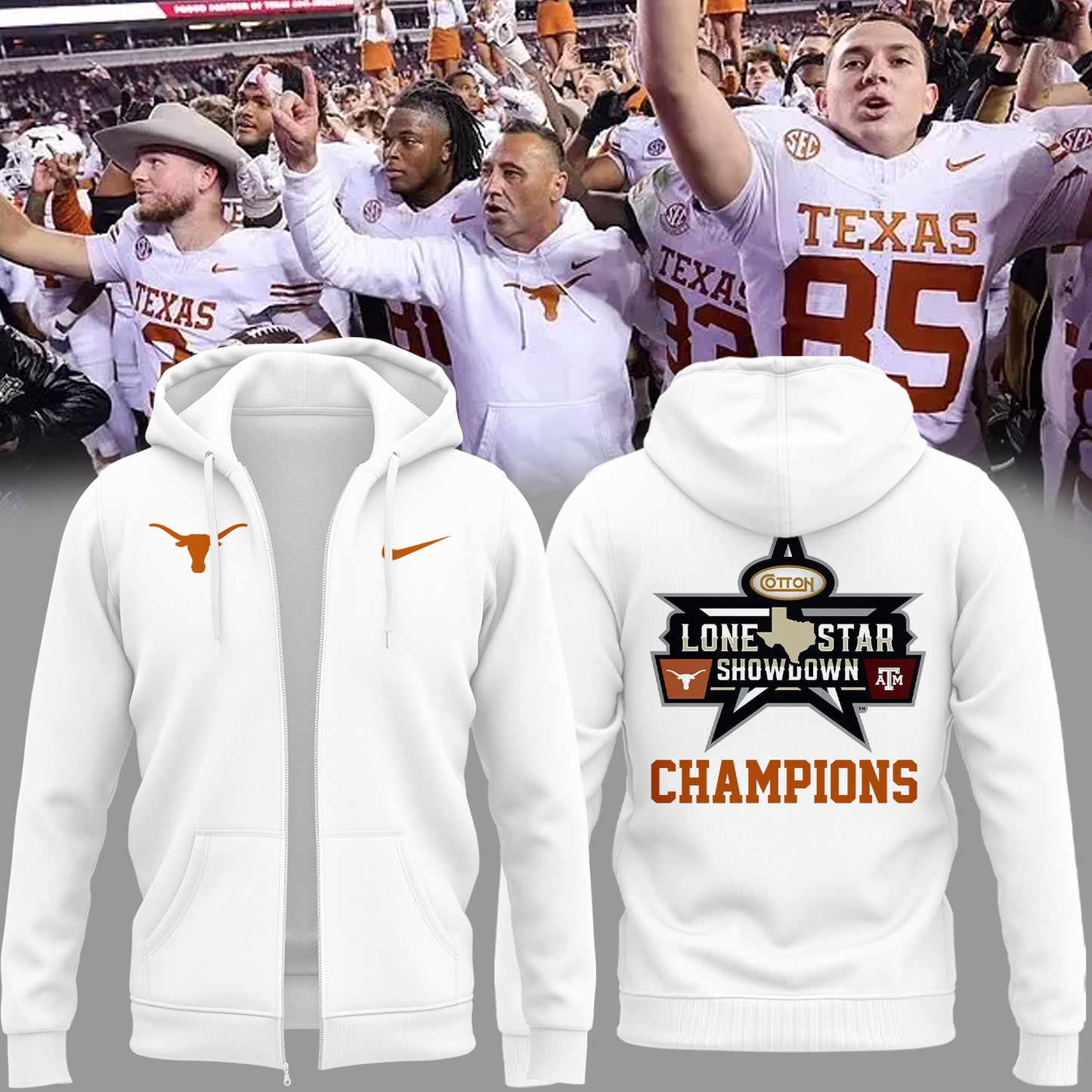 Premium Texas Longhorns Gear - Limited Edition 2024 Lone Star Showdown TEXAS LONGHORNS ZIP Hoodie - Unique Gift For Texas Longhorns Fan