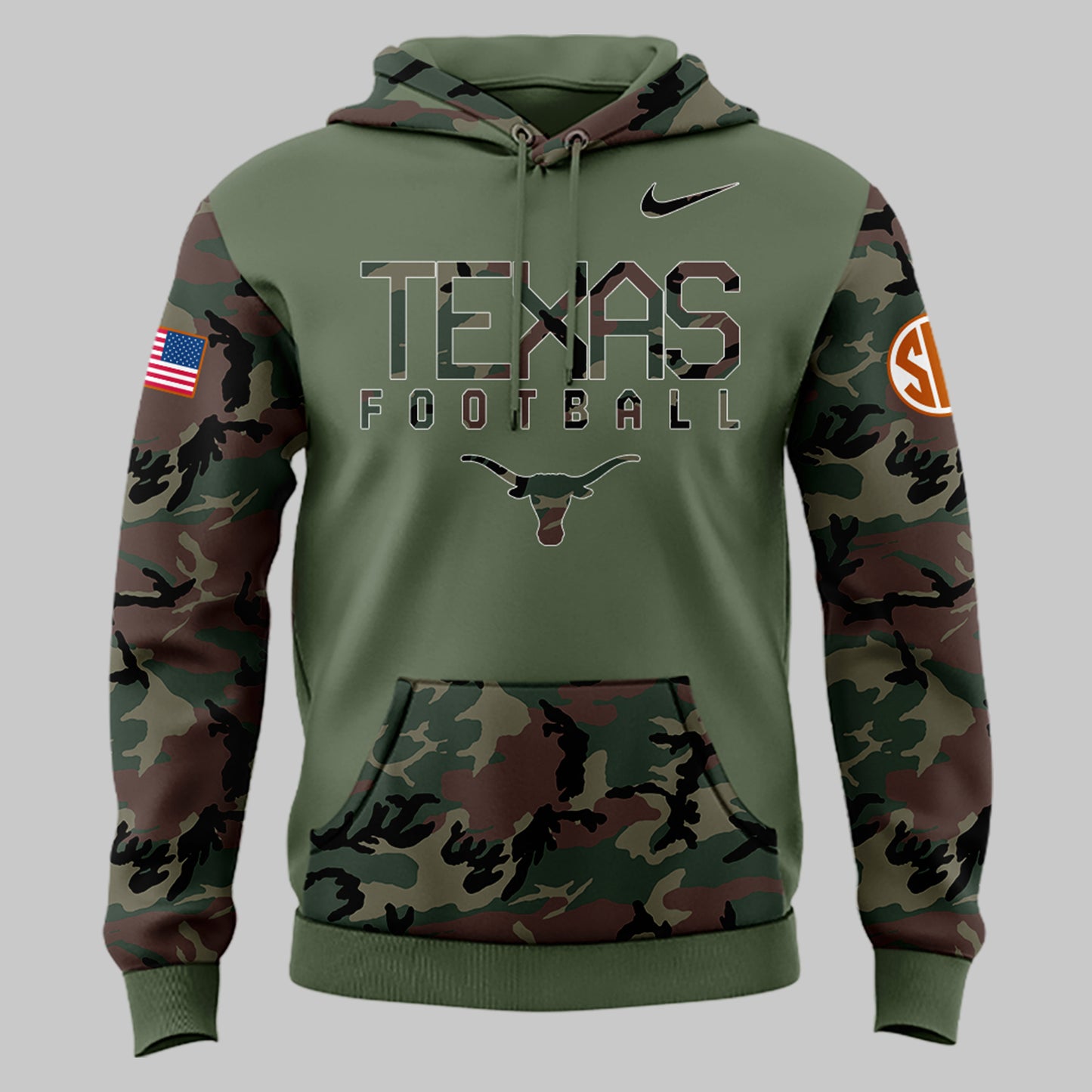 Texas Longhorns Premium Shirt For Fan - Texas Longhorns Camo 2024 Military Appreciation Hoodie - Unique Christmas Gift For Texas Longhorns Lover TL01