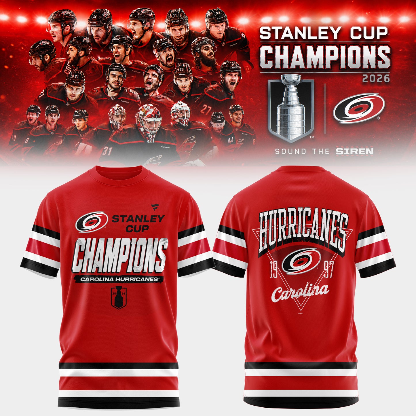 Carolina Hurricanes 2026 Stanley Cup Champions Red Tshirt