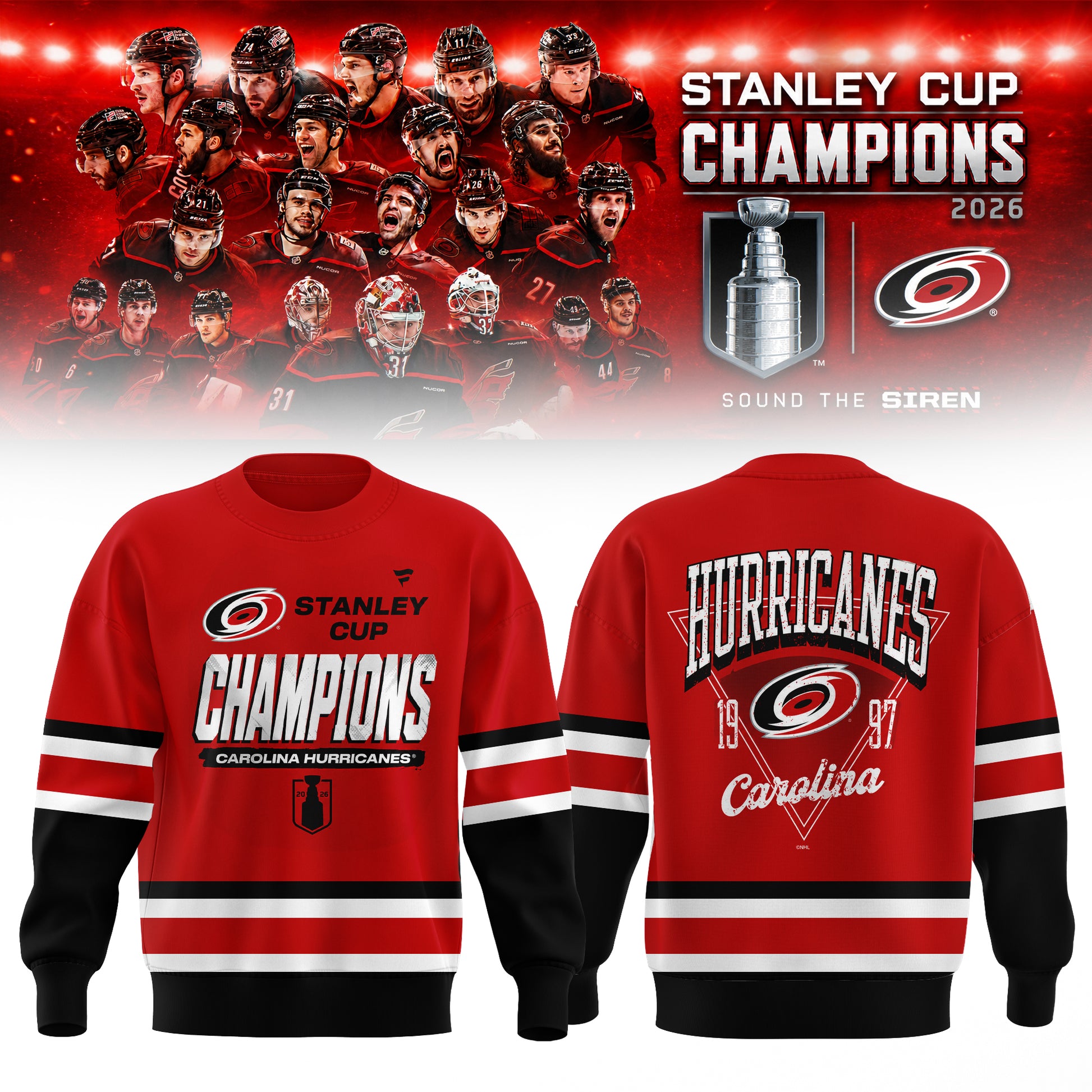 Carolina Hurricanes 2026 Stanley Cup Champions Red Sweatshirt