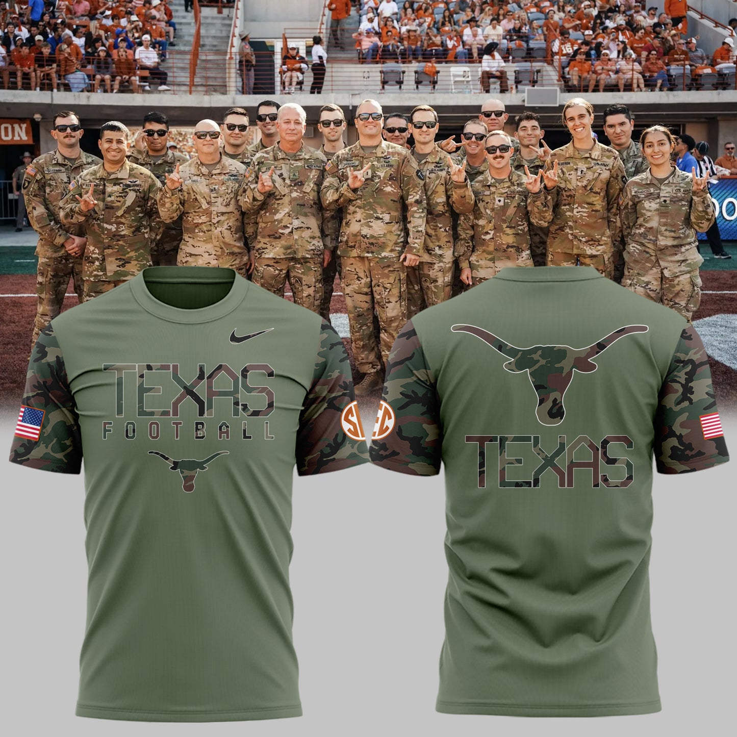 Texas Longhorns Premium Shirt For Fan - Texas Longhorns 2024 Military Appreciation T-Shirt - Unique Gift For Texas Longhorns Fan TL02